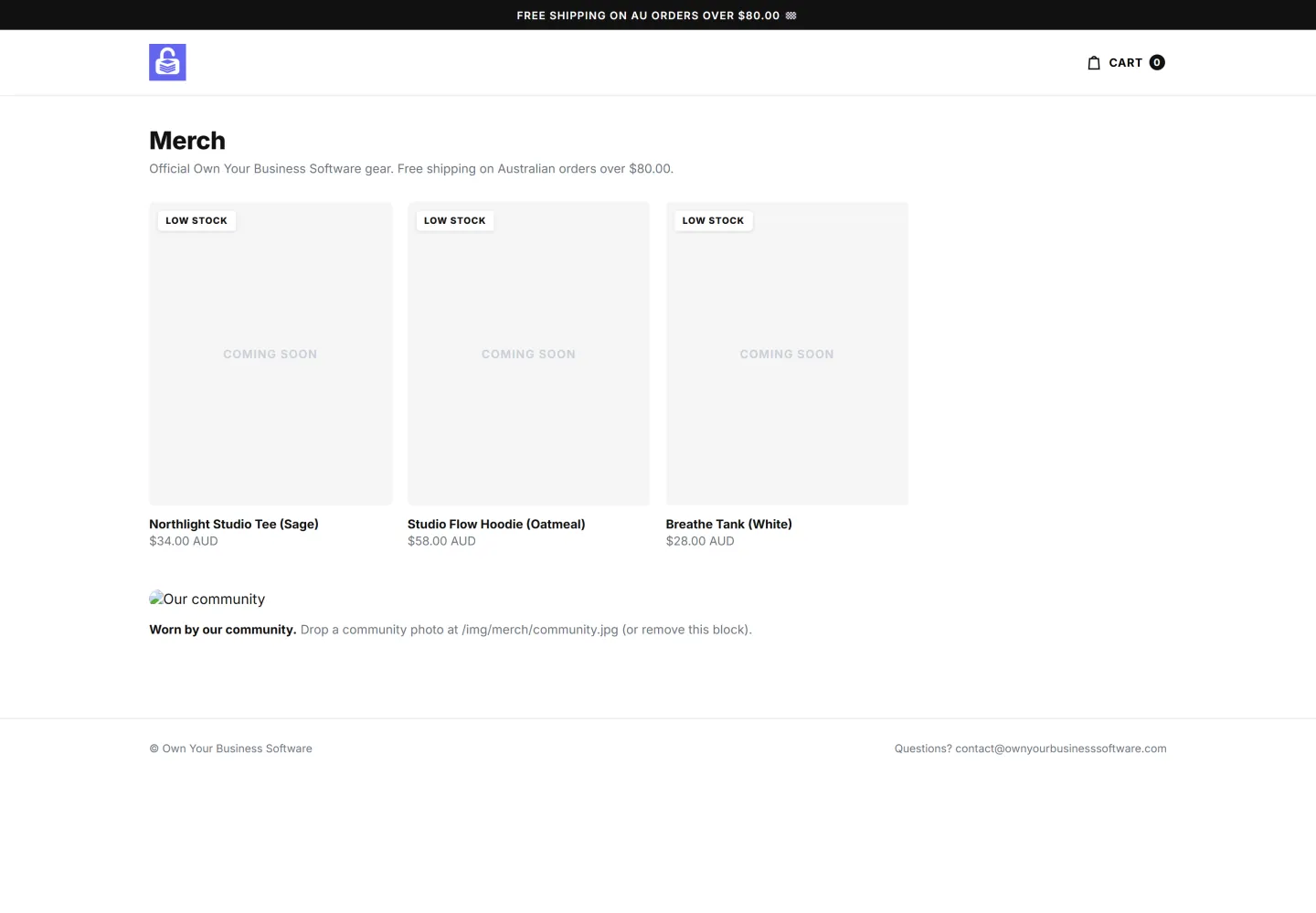 The OwnStack storefront for physical products